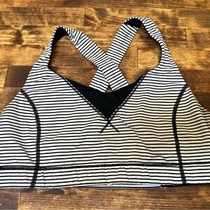 Lululemon Athletica Black and White Striped Sports Bra